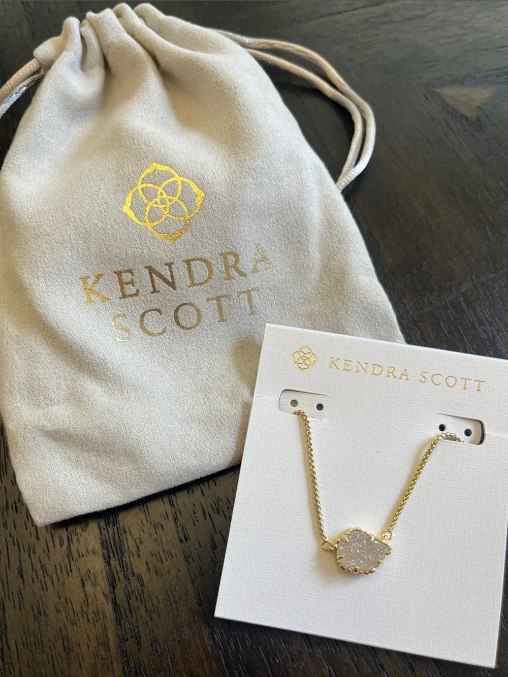 Kendra Scott Tess Gold Iridescent Druzy Pendant Necklace